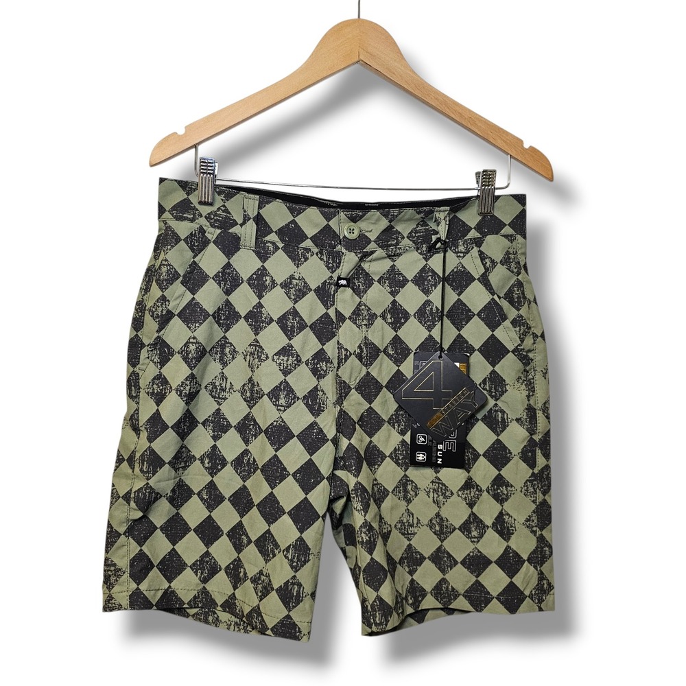 Ring‎ Of Fire Board Shorts 30 Mens Green Black Sea & Sun Flex Stretch Swim Surf